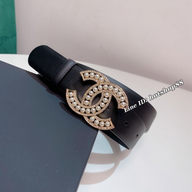 Chanel經典女士皮帶 香奈兒雙C字母雙腰帶衿皮帶鑽腰帶  jjp2421